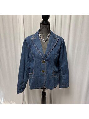 Relativity Denim Blazer Womens Size Large Stretch Jean Jacket Business Casual